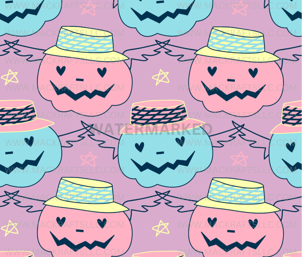 Pastel Halloween Jack O Lantern’s Flying Instant Digital Download