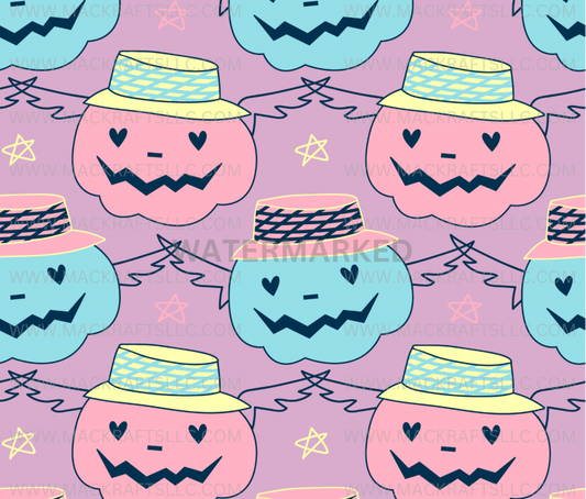 Pastel Halloween Jack O Lantern’s Flying Instant Digital Download