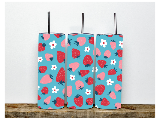 Strawberries Everywhere Tumbler | Stainless Steel Double Wall Tumbler