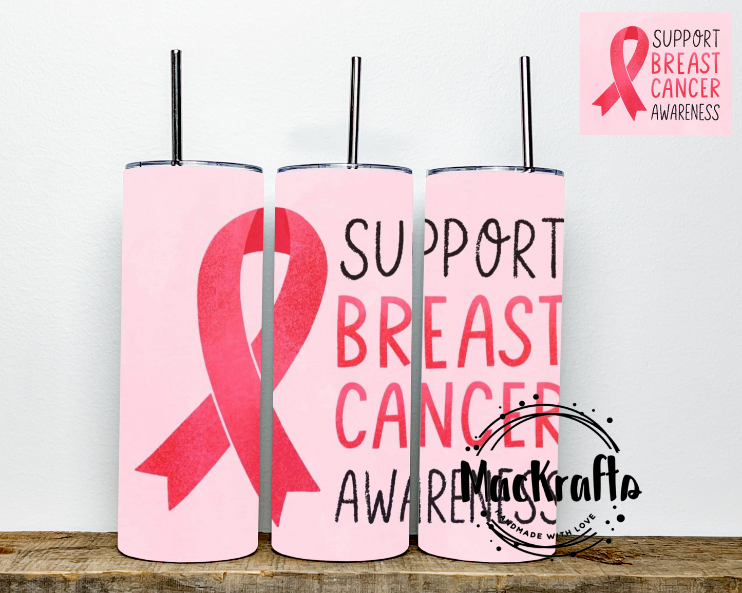 Breast Cancer Awareness Tumbler | Support Breast Cancer Awareness | Stainless Steel Double Wall Tumbler