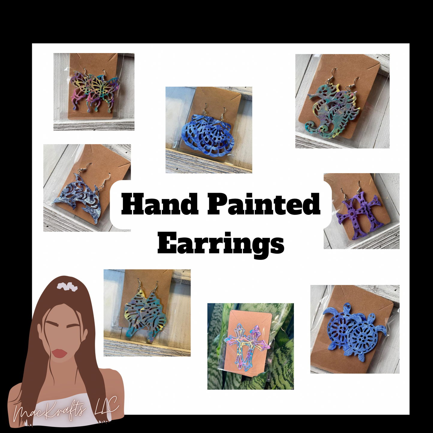 One Of A Kind Hand Painted Earrings