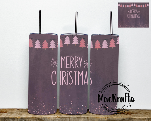 Purple Merry Christmas Tumbler | Stainless Steel Double Wall Tumbler