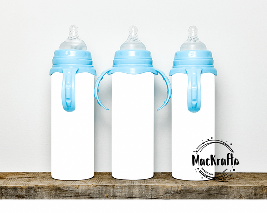 Blank 8oz Double Wall Stainless Steel Sublimation Baby Bottle With A Blue Top - 1pc