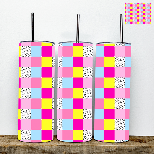 Pink Blue and Yellow Blocks Tumbler | Stainless Steel Double Wall Tumbler