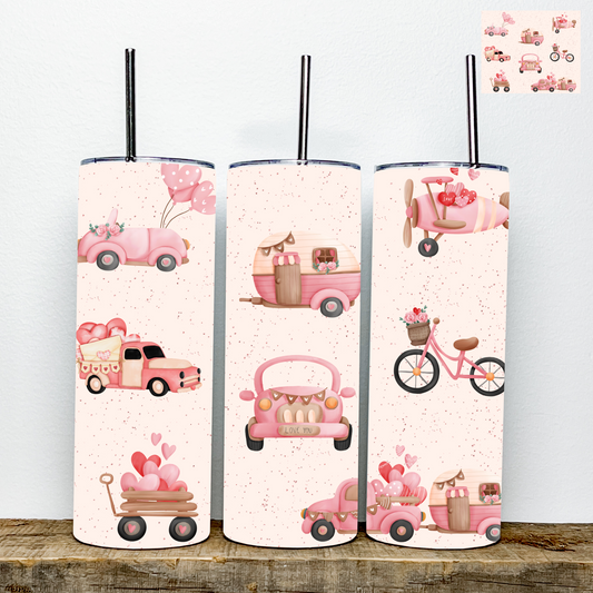 Pink Vintage Wheelie Valentine’s Tumbler | Stainless Steel Double Wall Tumbler