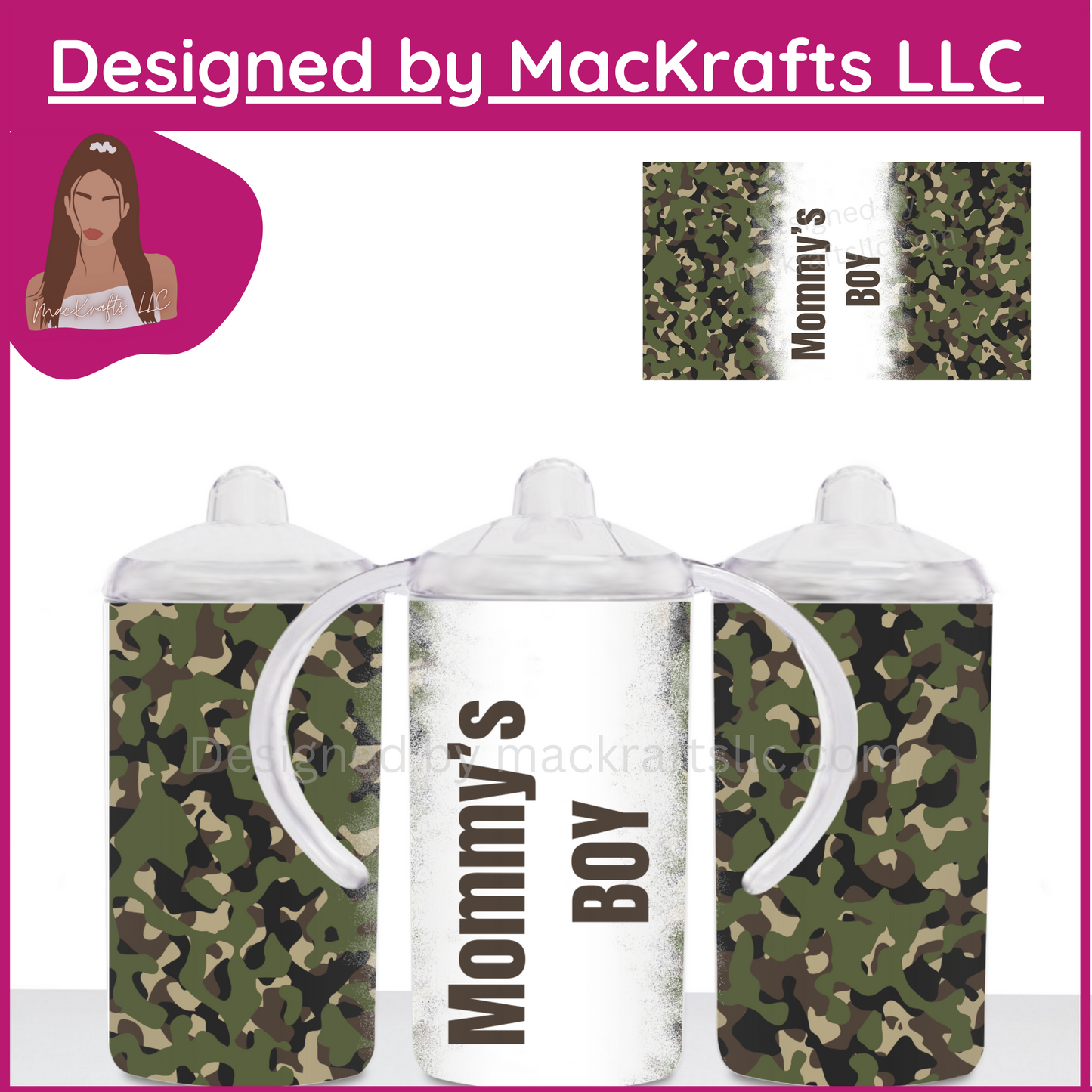 Mommy’s Boy Green Camo 12oz sippy cup