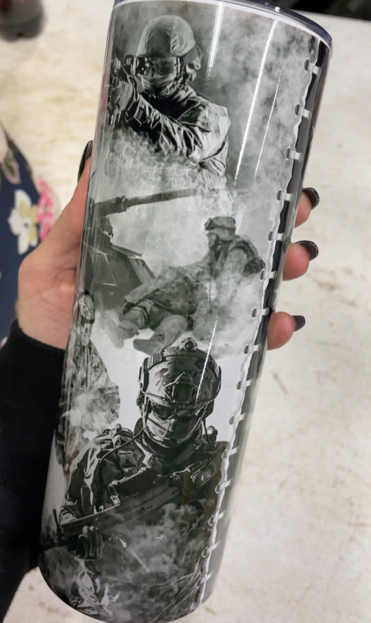 Military and Flag B&W RTS 20oz Tumbler