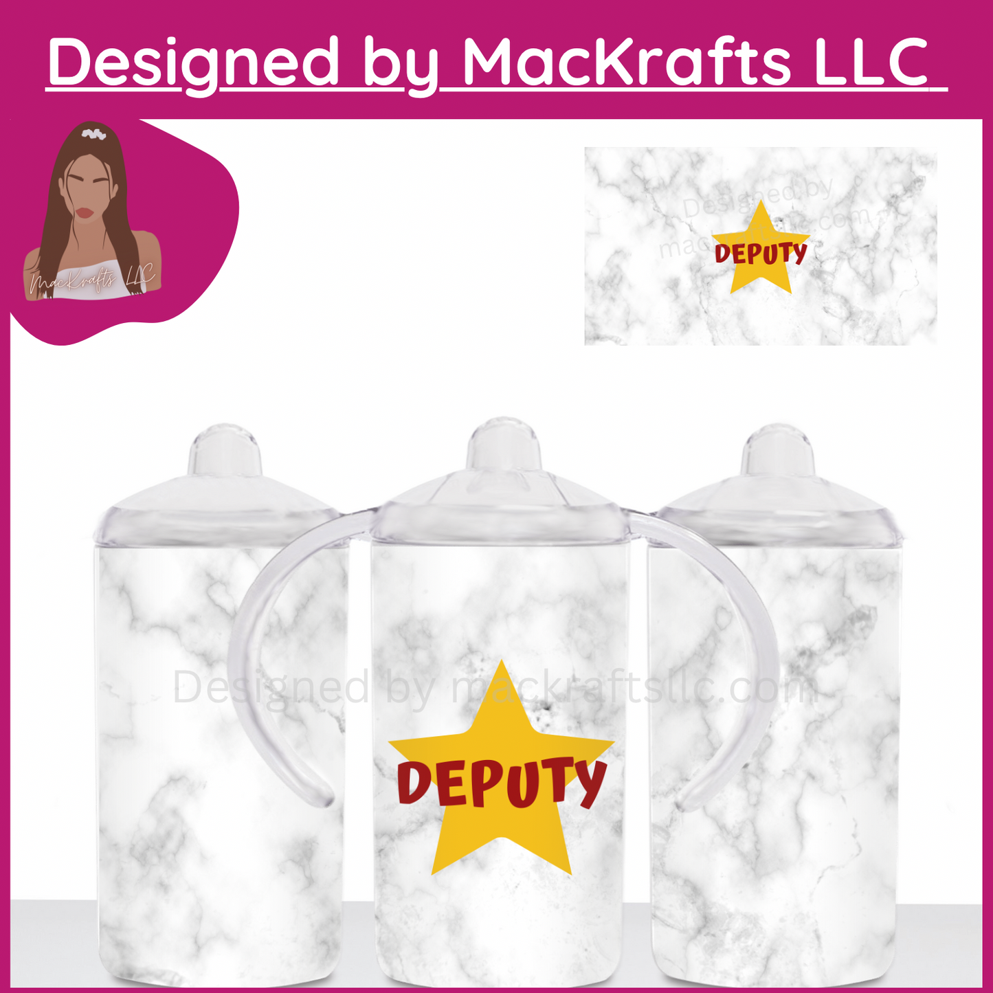 Deputy White Marble 12oz sippy cup