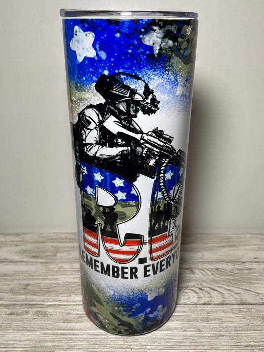 R.E.D Remember Everyone Deployed Flag/Camo Tumbler