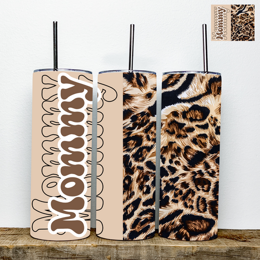Mommy Leopard Print Tumbler | Stainless Steel Double Wall Tumbler