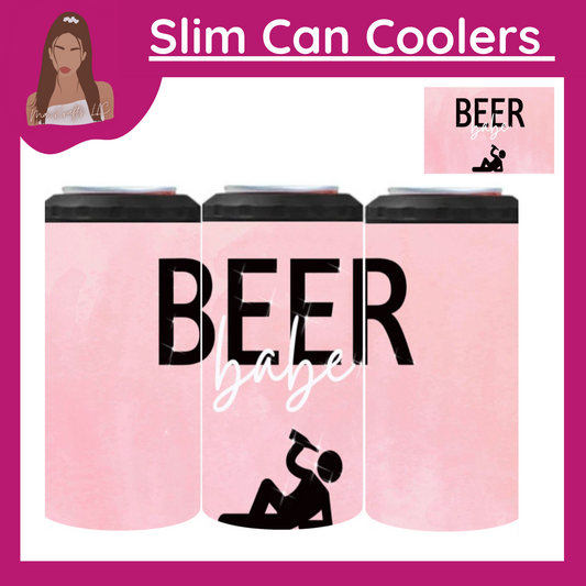 Pink Beer Babe Slim Can Cooler/ 15oz Tumbler