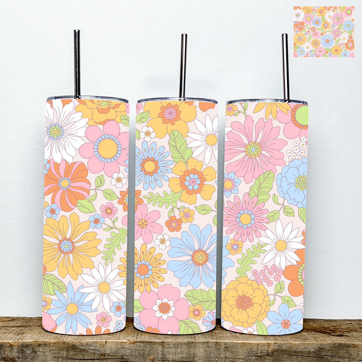 Pastel Flowers Tumbler | Stainless Steel Double Wall Tumbler