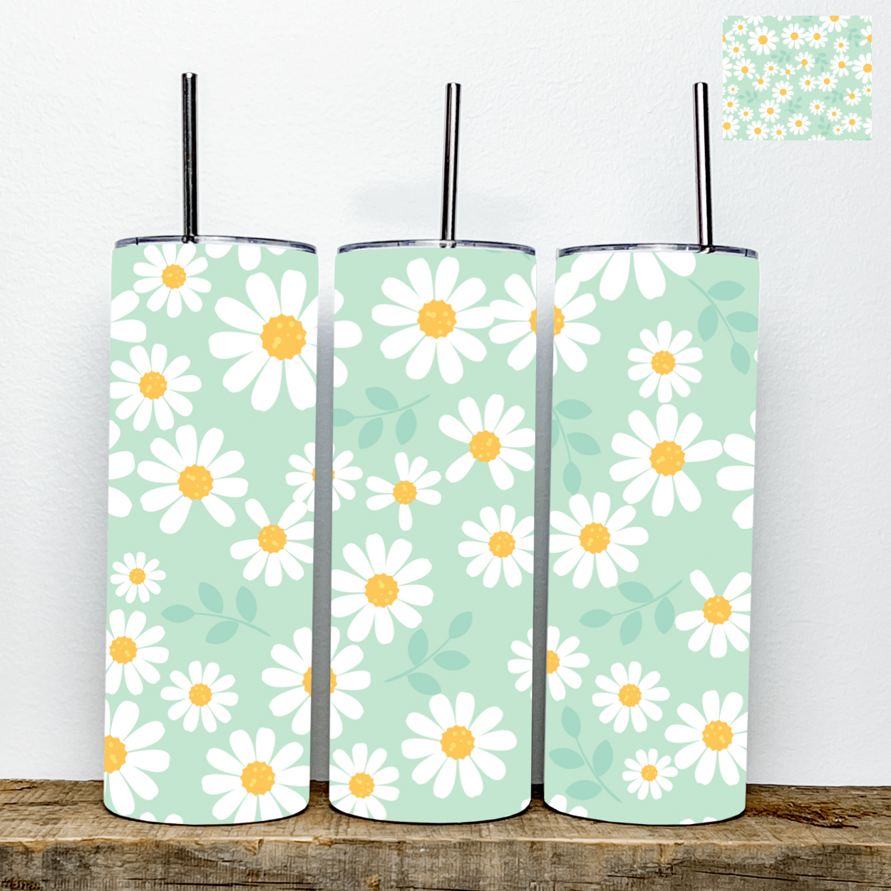 Flowers Mint Green Tumbler | Stainless Steel Double Wall Tumbler