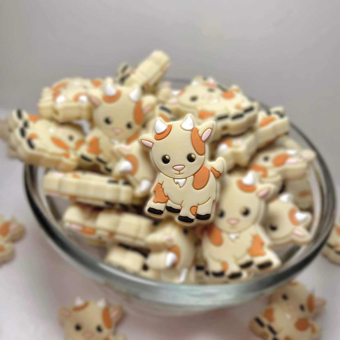 Cute Goat Focal Silicone Beads, Goat Silicone Focals, Silicone Beads, Farm Silicone Beads, Tan Silicone Focal Beads, Farm Animals Silicone Focal Beads, Focal Beads, Focal Silicone Beads, Beads for Crafting