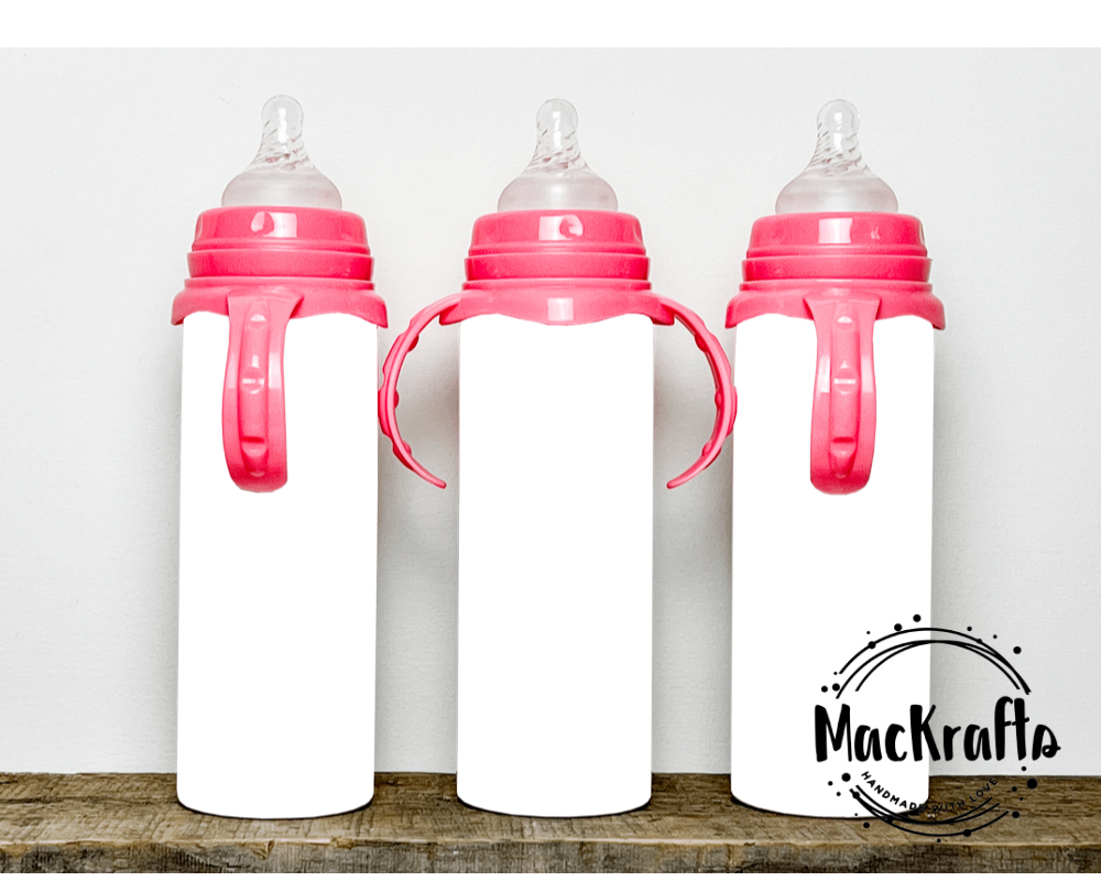 Sublimation Blank 8oz Double Wall Stainless Steel Baby Bottle With A Pink Top - 1pc