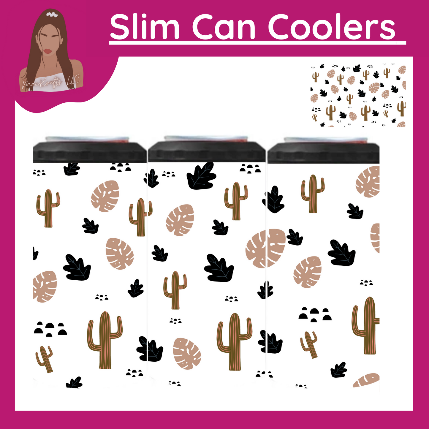Brown Cactus Slim Can Cooler/ 15oz Tumbler