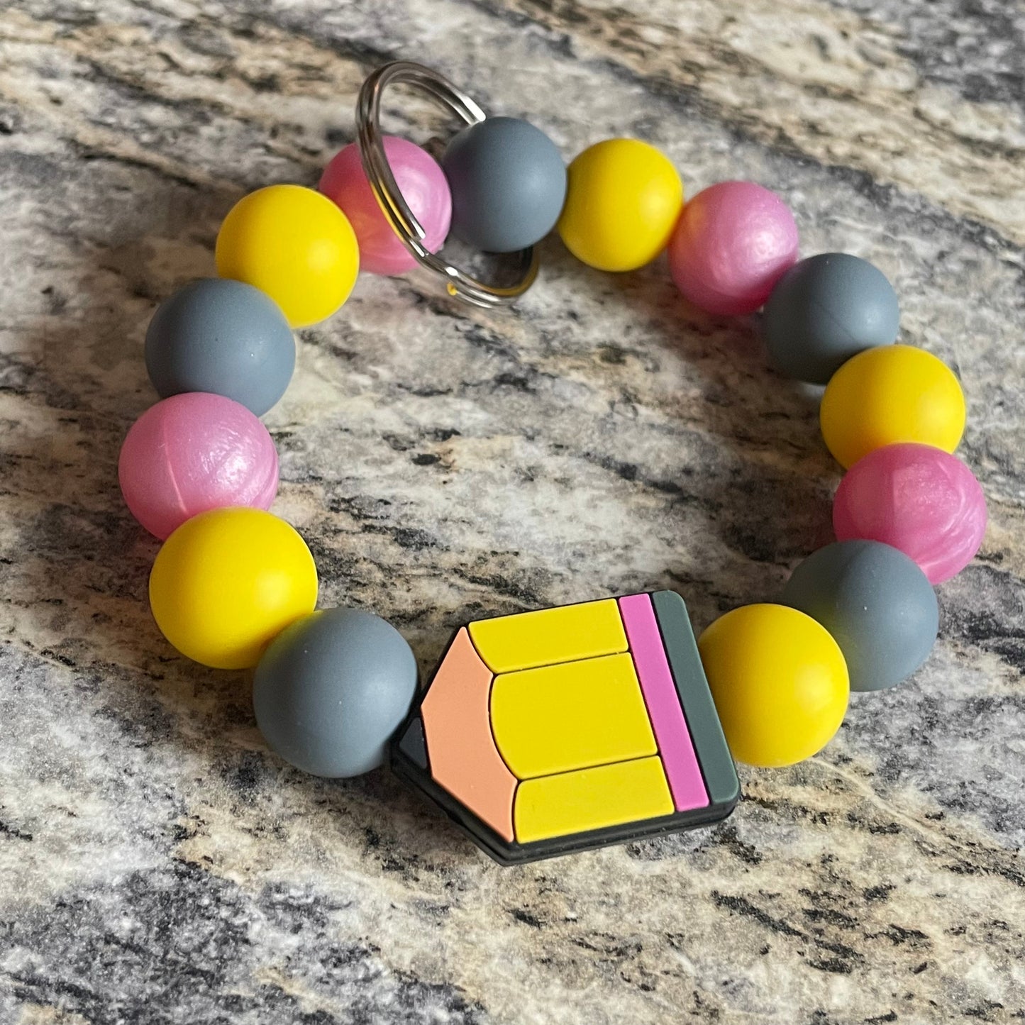 Pencil Silicone Beaded Keychain