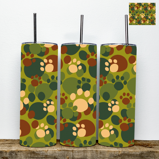 Camo paw prints Tumbler | Stainless Steel Double Wall Tumbler