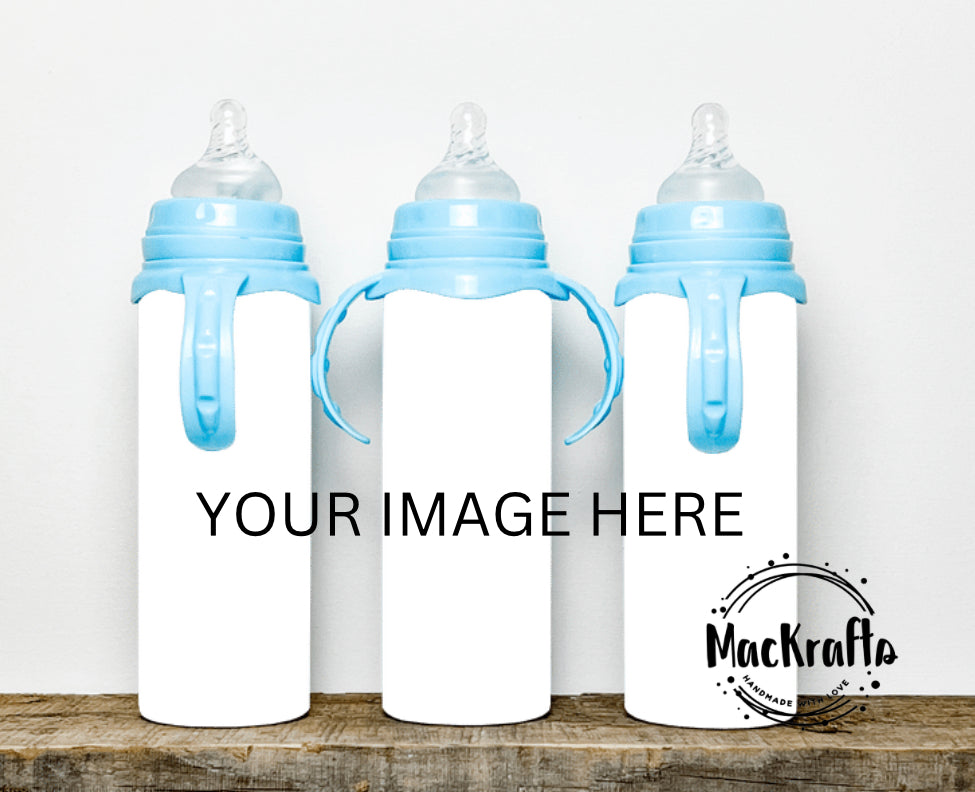 Custom | Personalized Double Wall Stainless Steel Blue Baby Bottle 