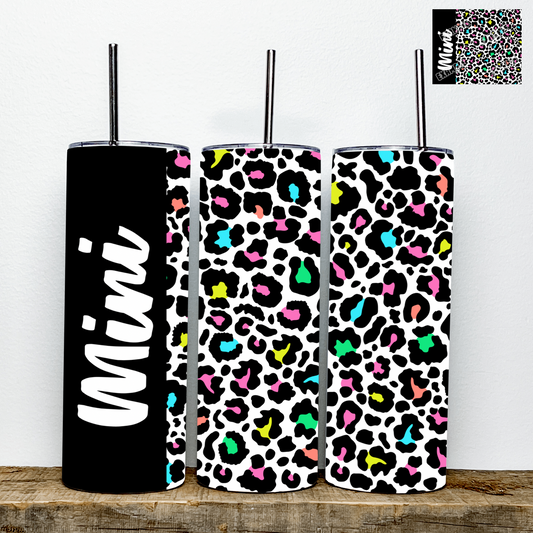 Mama/Mini/MiMi/Nana Neon Leopard Print Tumbler | Stainless Steel Double Wall Tumbler