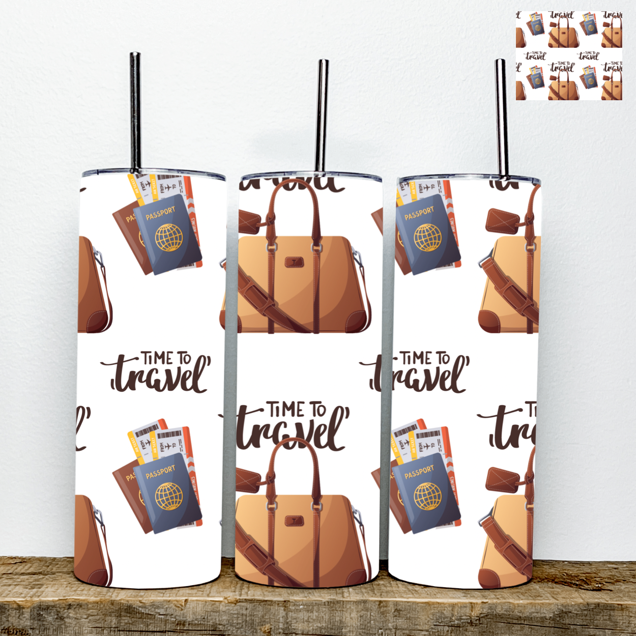 Time To Travel Tumbler | Stainless Steel Double Wall Tumbler