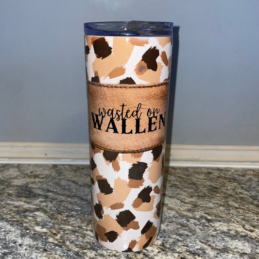 Wasted on Wallen Brown Leather Patch RTS 20oz Tumbler