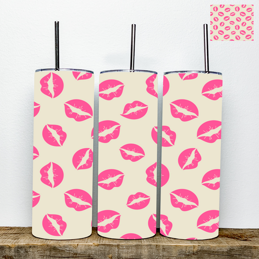 Pink Kisses/Lips Valentine’s Day Tumbler | Stainless Steel Double Wall Tumbler