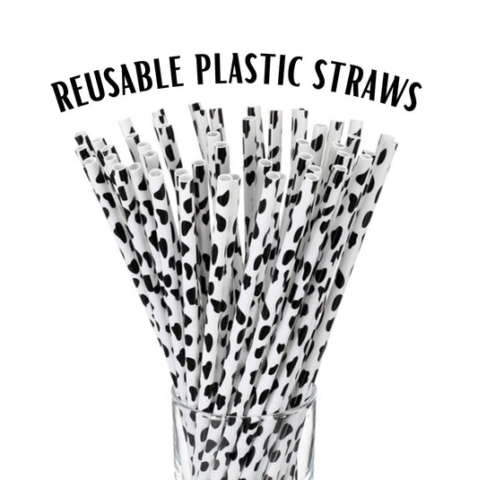 Cow Print Reusable Plastic Straw | 1 pc