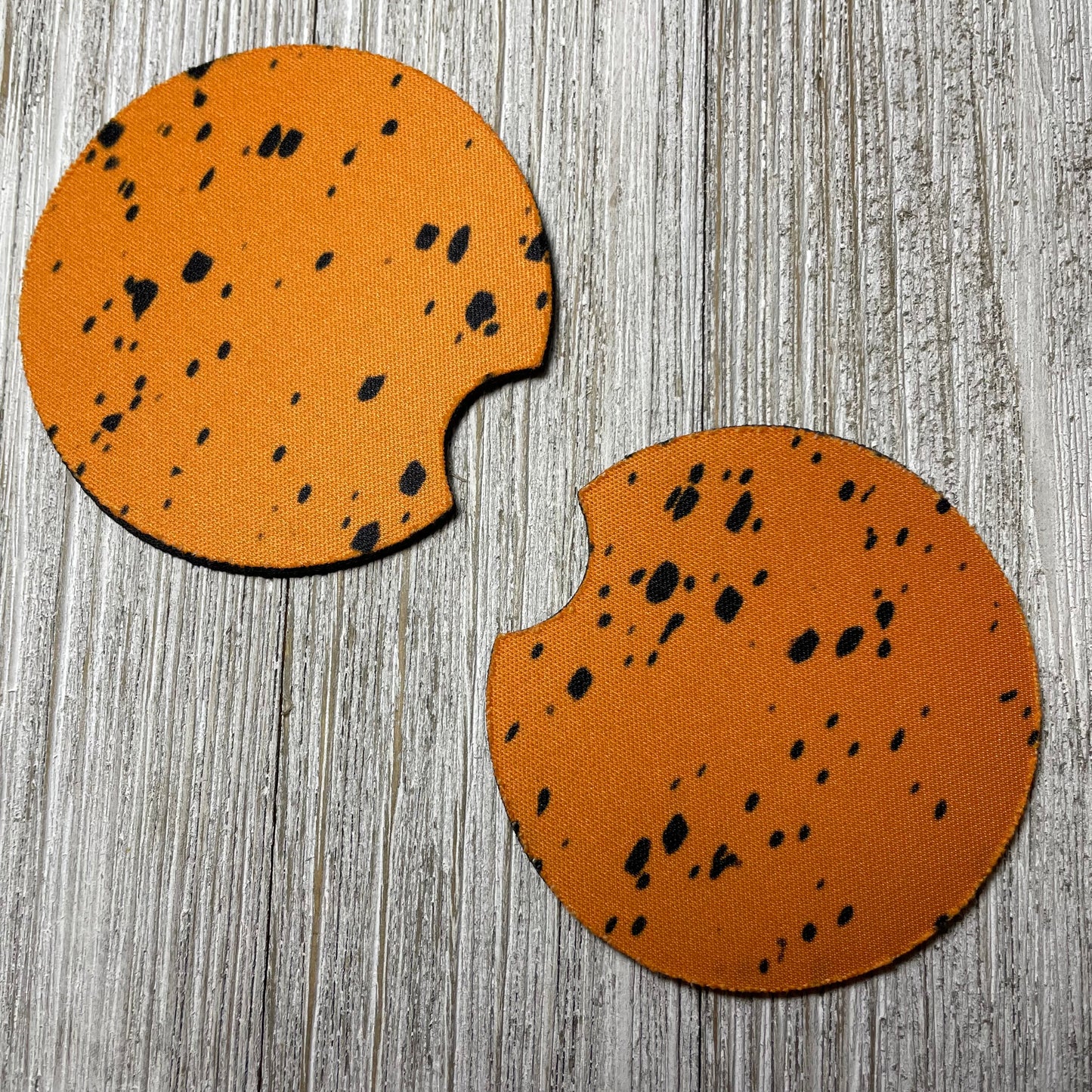 Orange with black dots Drink Coaster set of 2