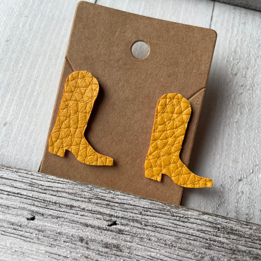 Yellow Cute Cowgirl/cowboy Boots Stud Earrings