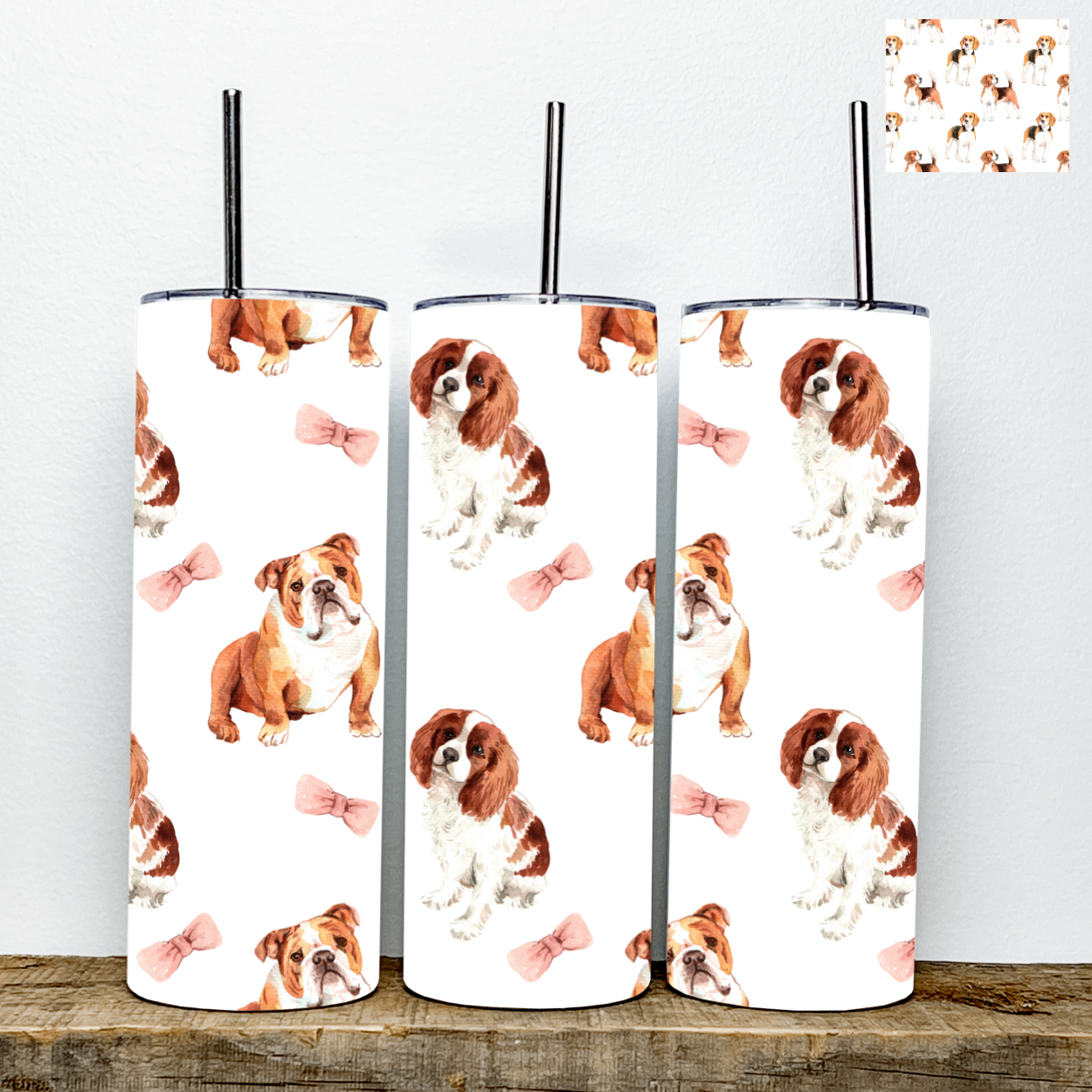 Dogs and Bows Tumbler | Stainless Steel Double Wall Tumbler