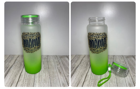 Mama PINK or GREEN 17oz. Glass Water Bottle