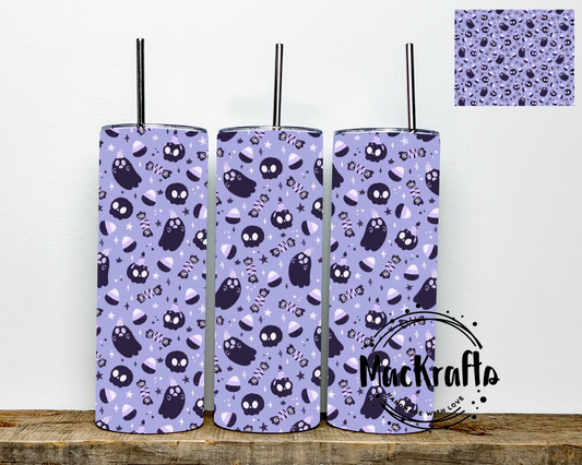 Purple Halloween Pattern Tumbler | Stainless Steel Double Wall Tumbler