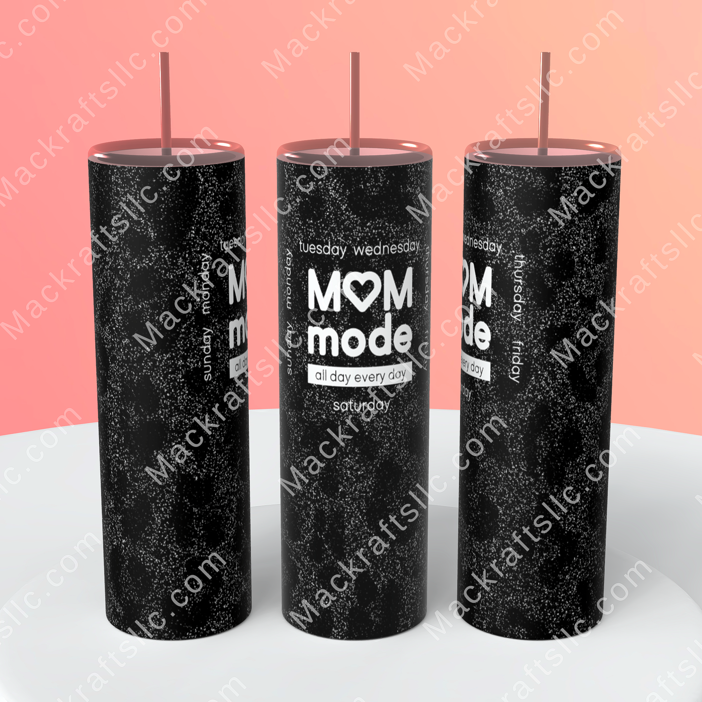 Mom Mode Black Glitter Tumbler | Stainless Steel Double Wall Tumbler