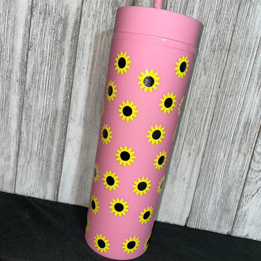 Pink & Sunflowers 17oz Acrylic Tumbler